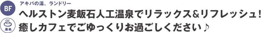 地下：アキバの湯、ランドリー～豊富なミネラル40種以上！