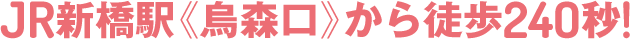 JR新橋駅《烏森口》から徒歩240秒！